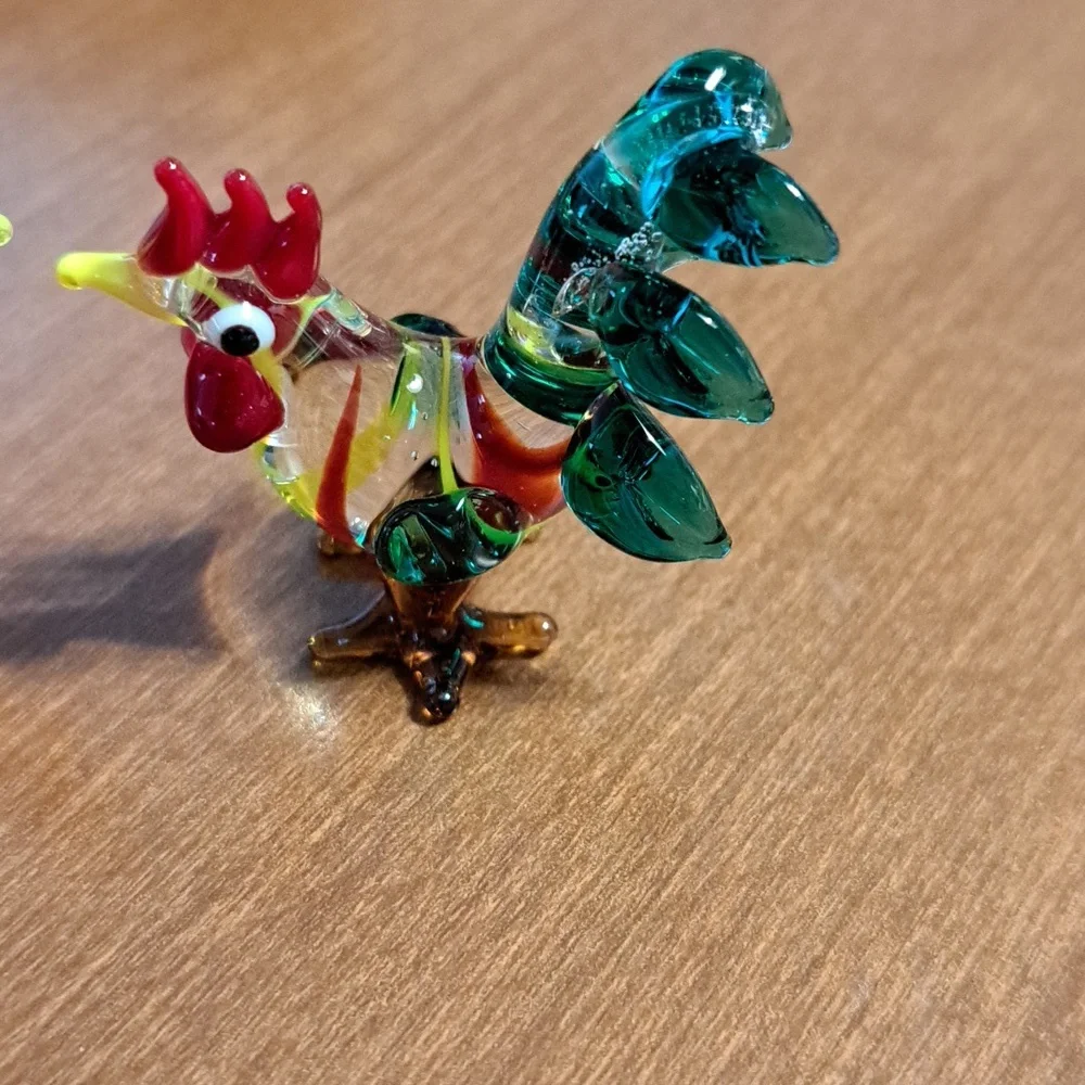 Colorful Glass Rooster Figurines for Bird Lovers